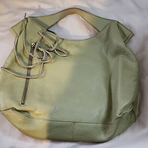Soft Pebbled Light Green Hobo Shoulder Bag